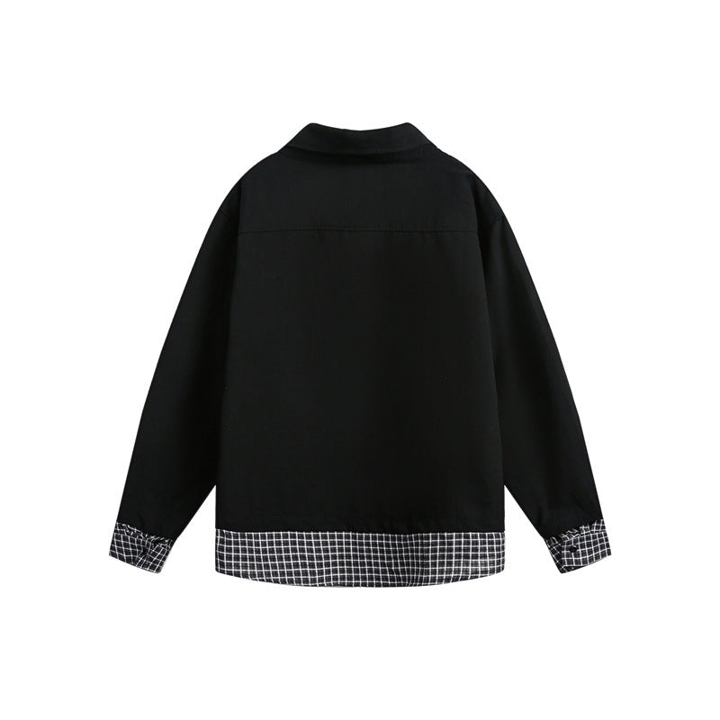 Men's oversized polo with layered look, checkered shirt lining and shirt collar Chichicherry