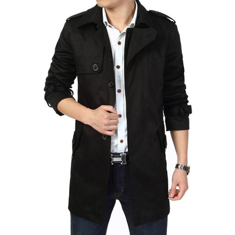 Men's trench coat in classic cut with shoulder flaps, waist strap, and adjustable cuffs Chichicherry