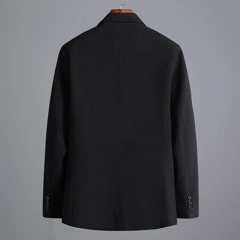 Men's Modern Wool Blend Slim Fit Blazer with One Button and Flap Pockets Chichicherry