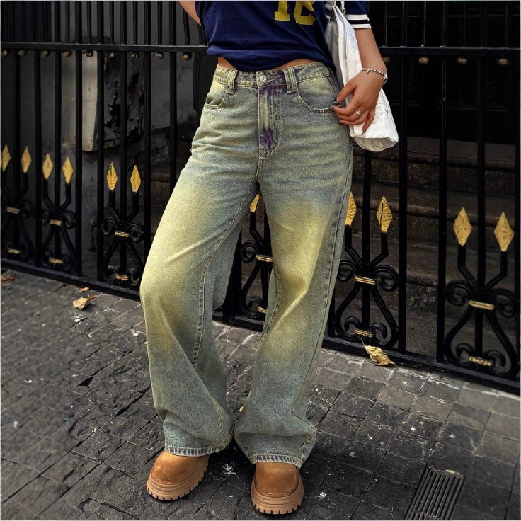 Women's High-Waist Wide Denim Pants with Palazzo Cut Chichicherry