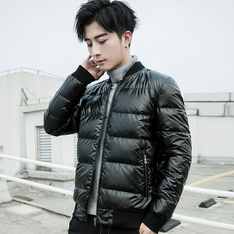 Men's quilted shiny thermo bomber jacket with light insulation and ribbed cuffs Chichicherry