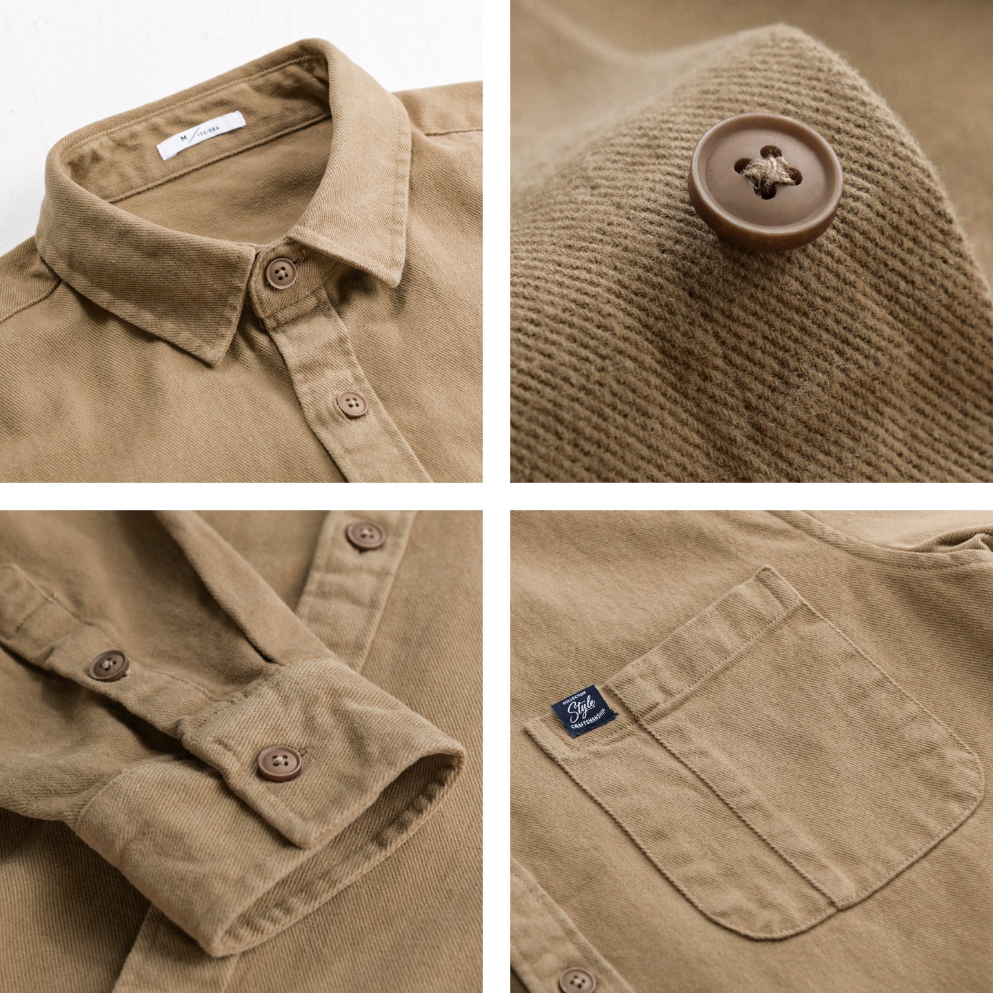 Men's cotton twill shirt jacket in vintage finish with patch chest pocket Chichicherry