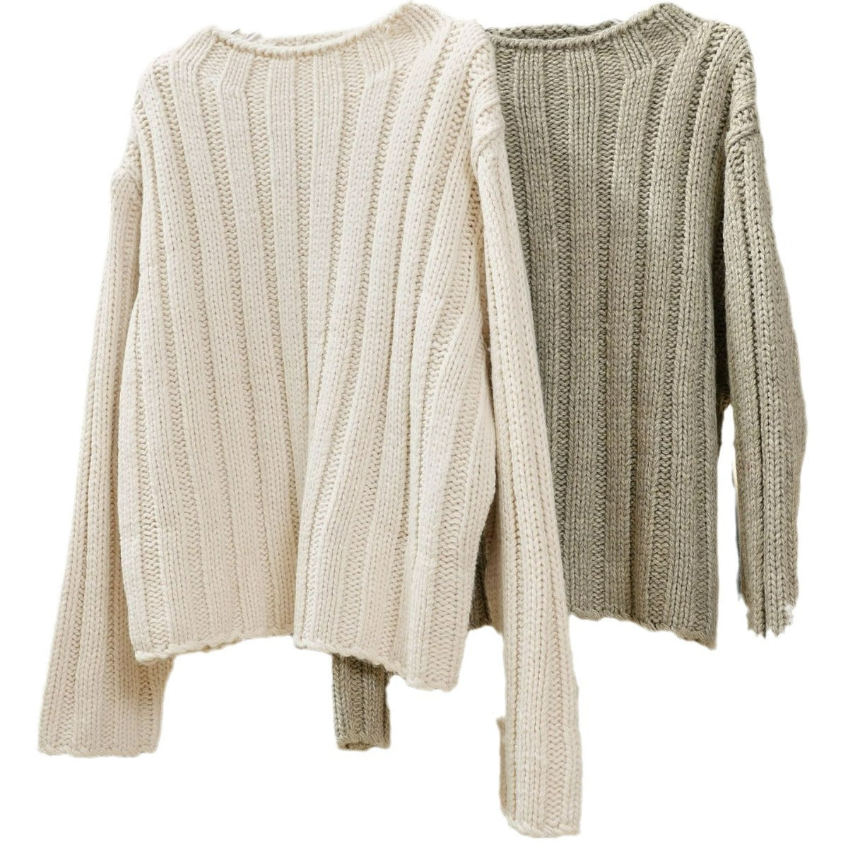 Women Voluminous Chunky Ribbed Sweater with Boxy Silhouette Chichicherry