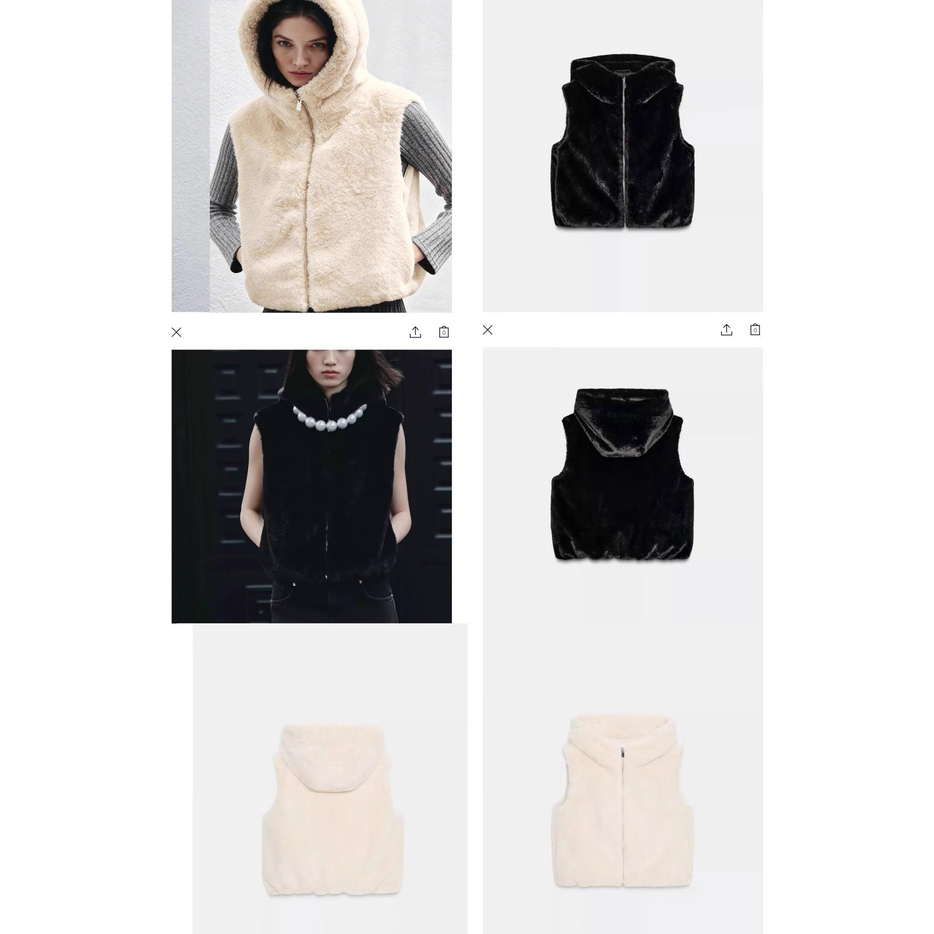 Women’s sleeveless teddy vest with hood and zipper Chichicherry