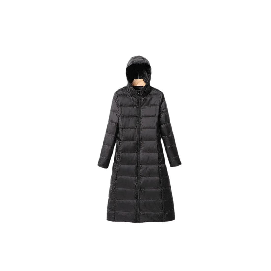 Women's longer quilted coat with hood and light thermal insulation Chichicherry