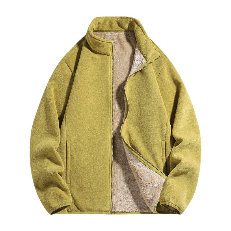 Men's thermal fleece jacket with soft Sherpa lining and stand-up collar Chichicherry