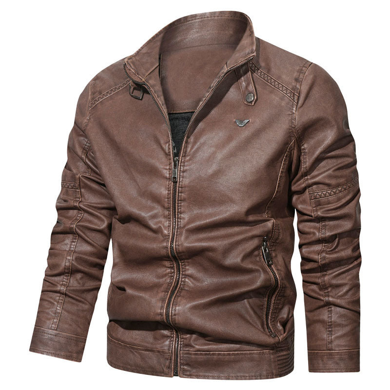 Men's Denim Look Zip Blouson in Bomber Style with Ergonomic Seams and Stand-up Collar Chichicherry