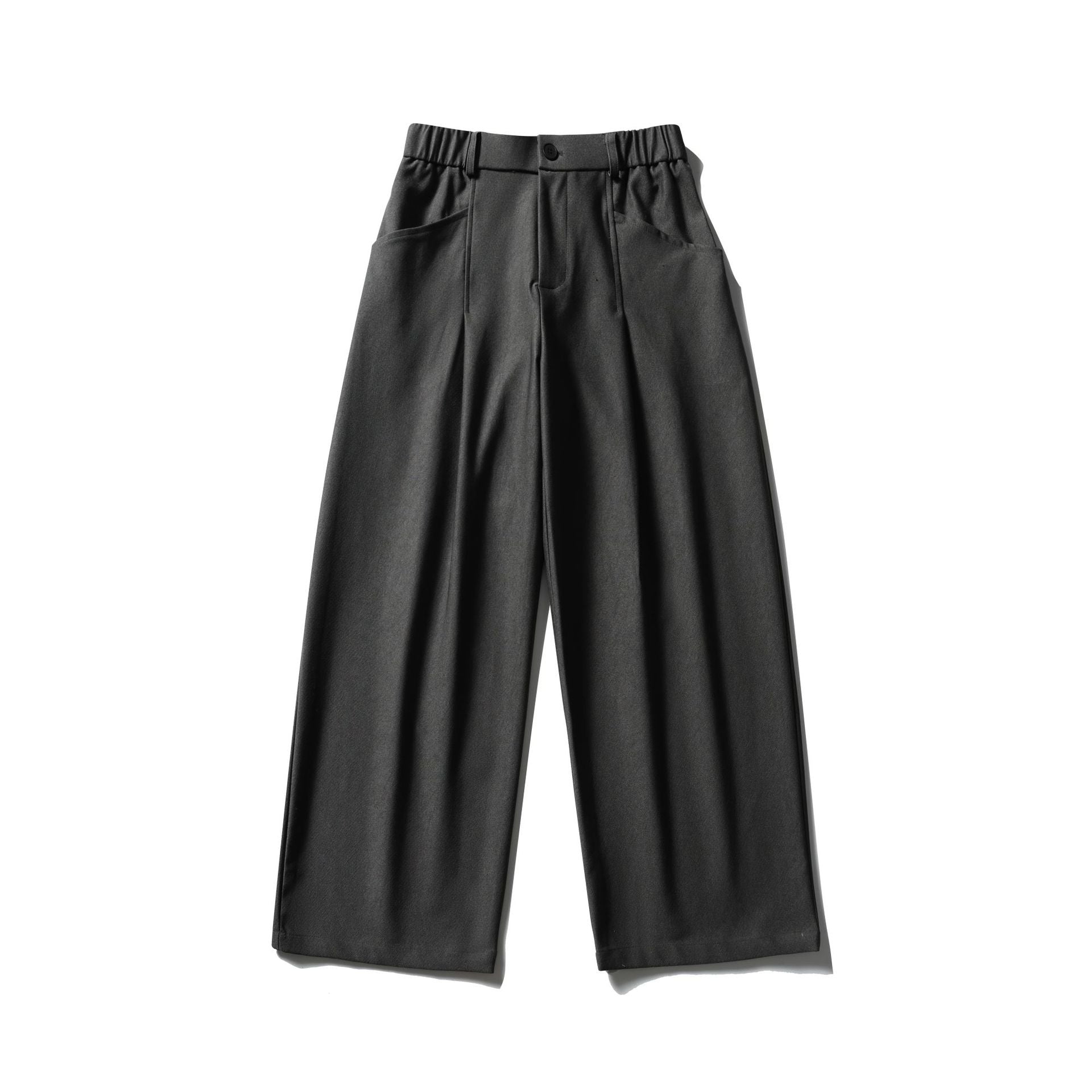 Women's Elegant High-Waisted Palazzo Culotte with Part-Elastic Waistband and Pleated Waist Pleats