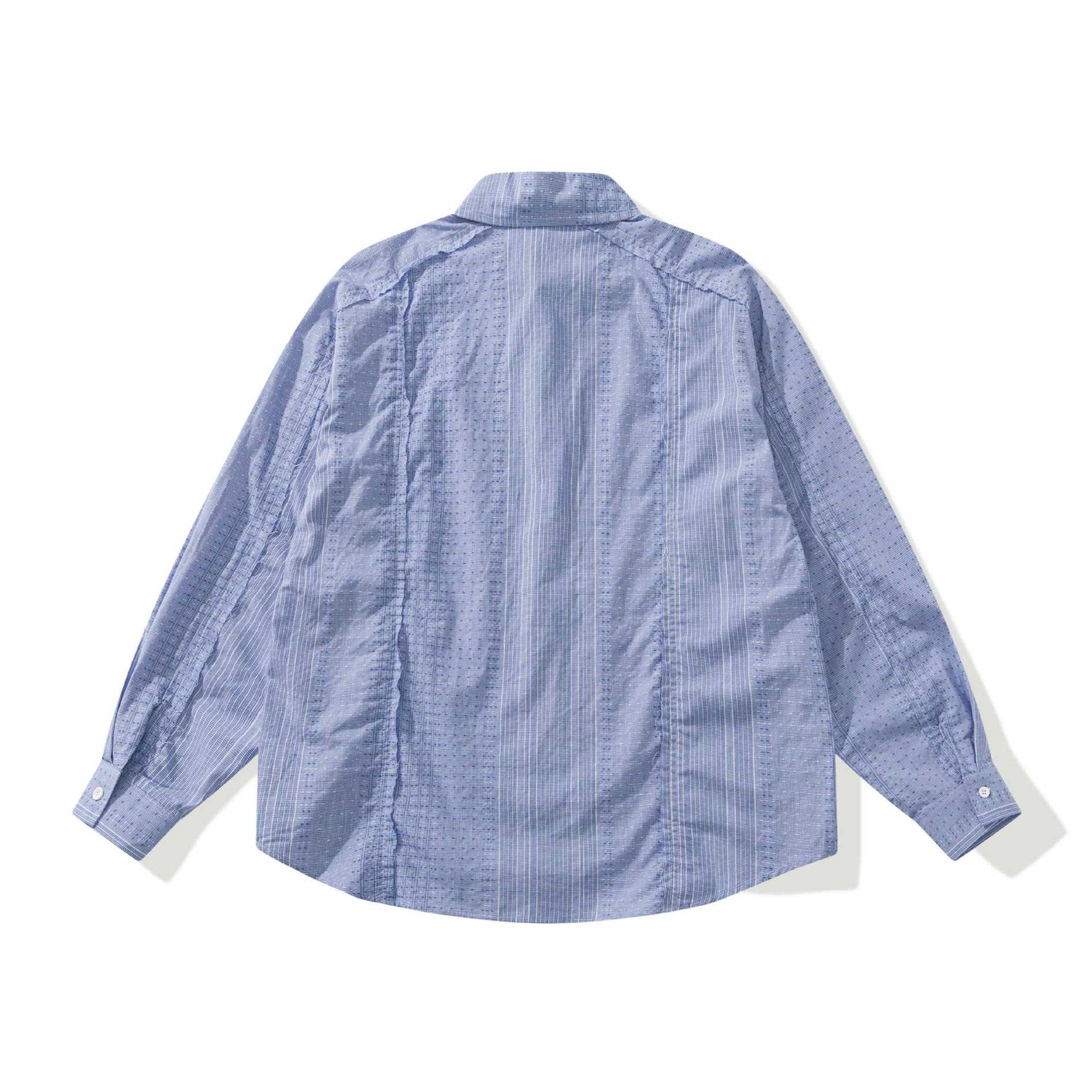 Women's Structured Oversized Shirt Blouse with Fine Embroidery and Striped Texture Chichicherry