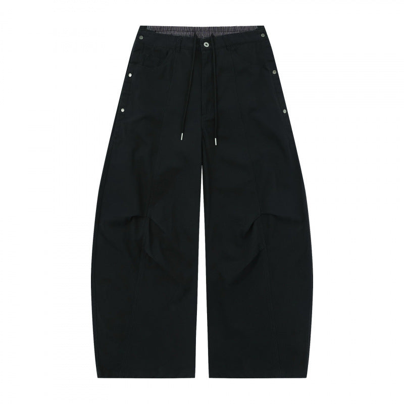 Unisex Wide Balloon Pants with Elastic Waistband, Drawstring, and Distinctive Seam Panels Chichicherry