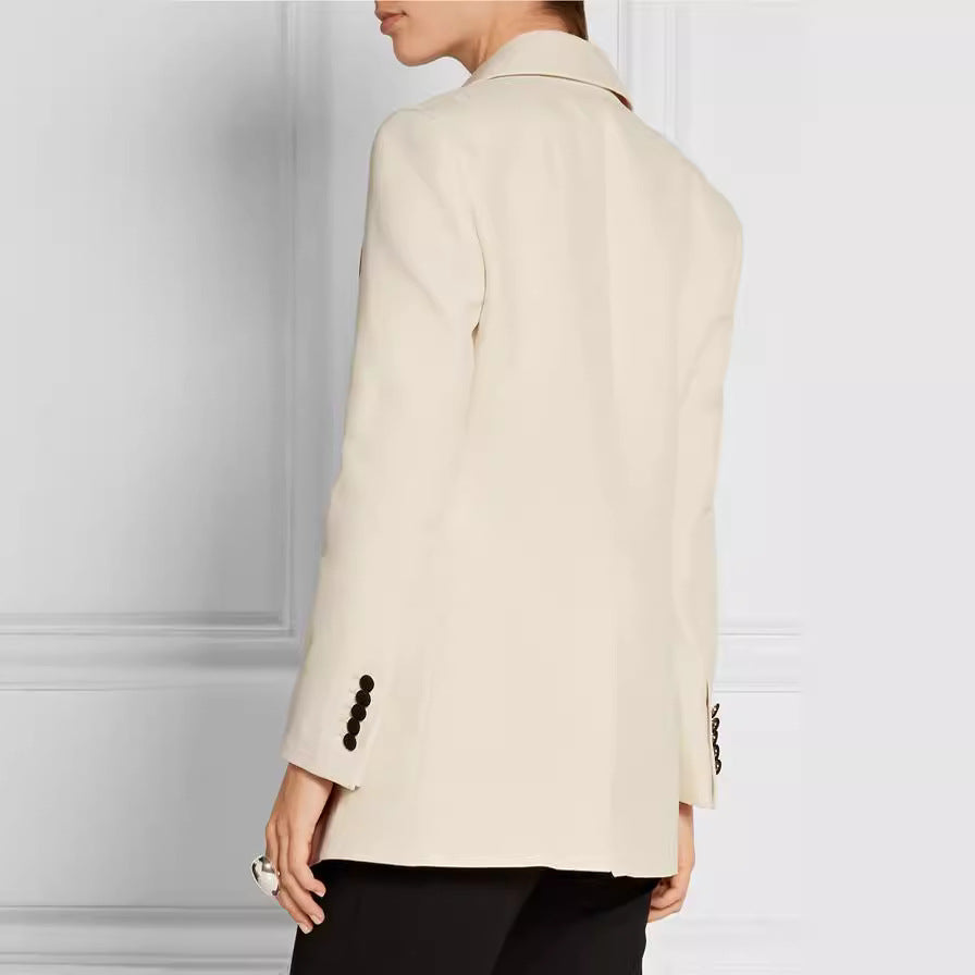 Women’s Tuxedo Jacket in Tailoring with pointed Shawl Collar and contrasted Lapel Trim Chichicherry