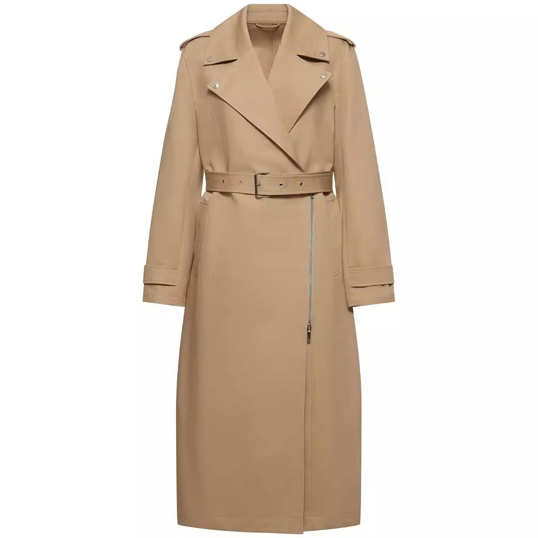 Women's floor-length oversized trench coat with zipper and wide shawl collar Chichicherry