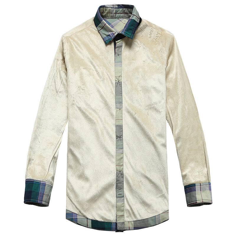 Men's Checked Thermal Shirt Jacket with Teddy Fleece Lining and Chest Flap Pockets Chichicherry