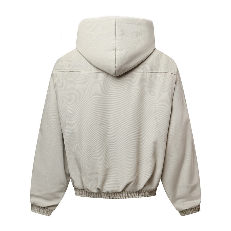 Unisex hooded jacket with warming teddy lining, elastic hem and concealed button placket Chichicherry