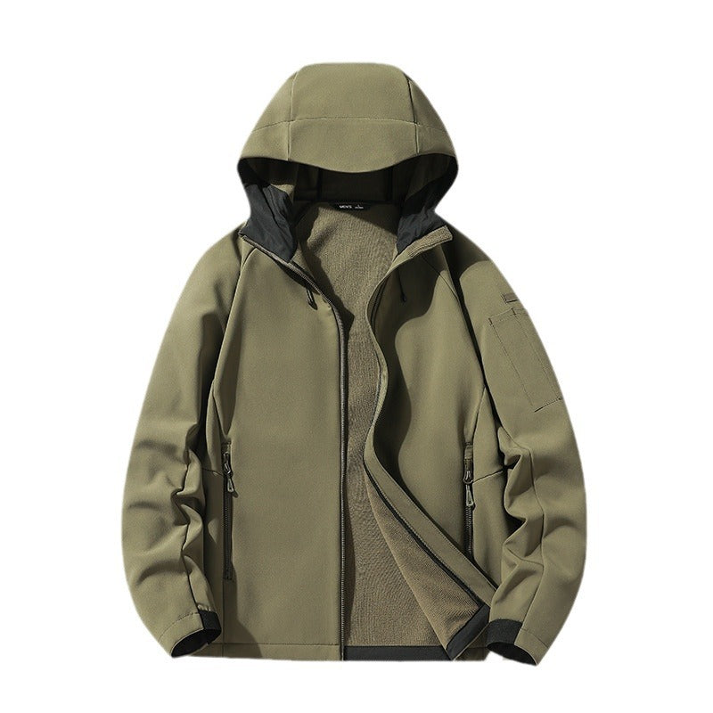 Women's softshell jacket with hood and fleece lining, windproof water-repellent Chichicherry