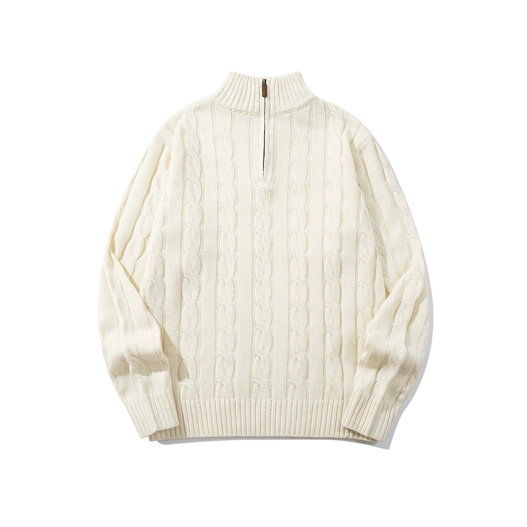 Unisex cable knit half-zip sweater with high ribbed collar and oversized fit Chichicherry
