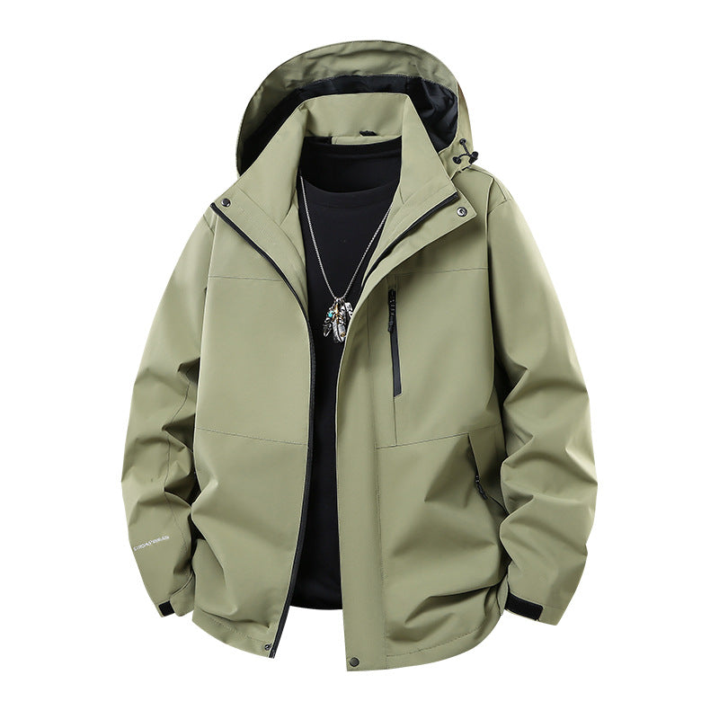 Men's Technical Softshell Rain Jacket with Taped Seams, Adjustable Hood and Water-Repellent Zippers Chichicherry