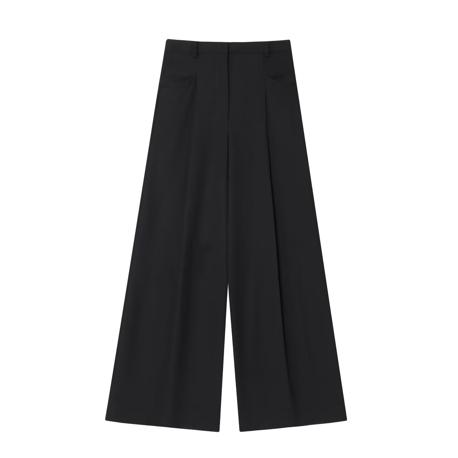 Women's Wide High-Waisted Pleated Trousers with Crease and Wide Leg Chichicherry