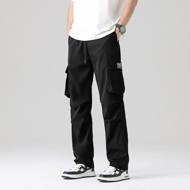 Men's Multifunctional Cargo Lounge Pants with Elastic Tunnel Drawstring, Multiple Pockets & Adjustable Leg Opening Chichicherry