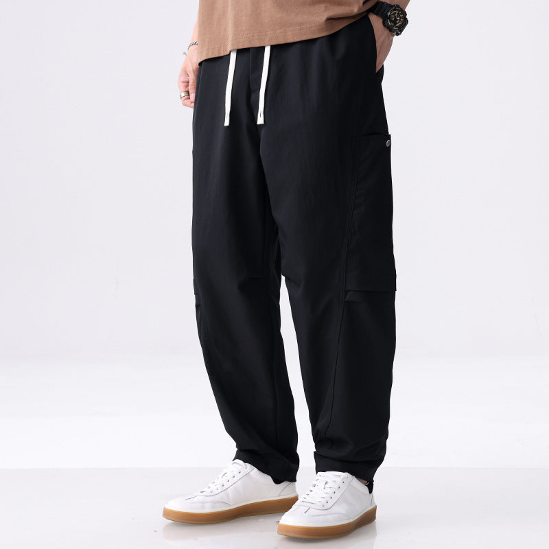 Men's cargo joggers with drawstring, elastic hem, and side utility pockets Chichicherry