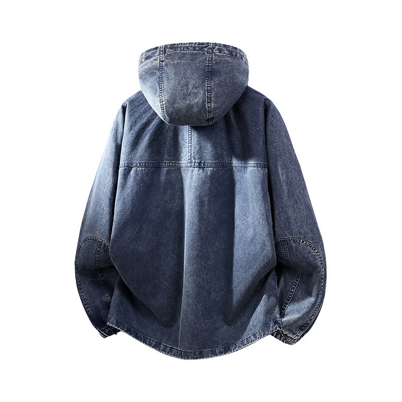 Men's Urban Workwear Hooded Jacket made of Canvas with Large Storage Pockets Chichicherry