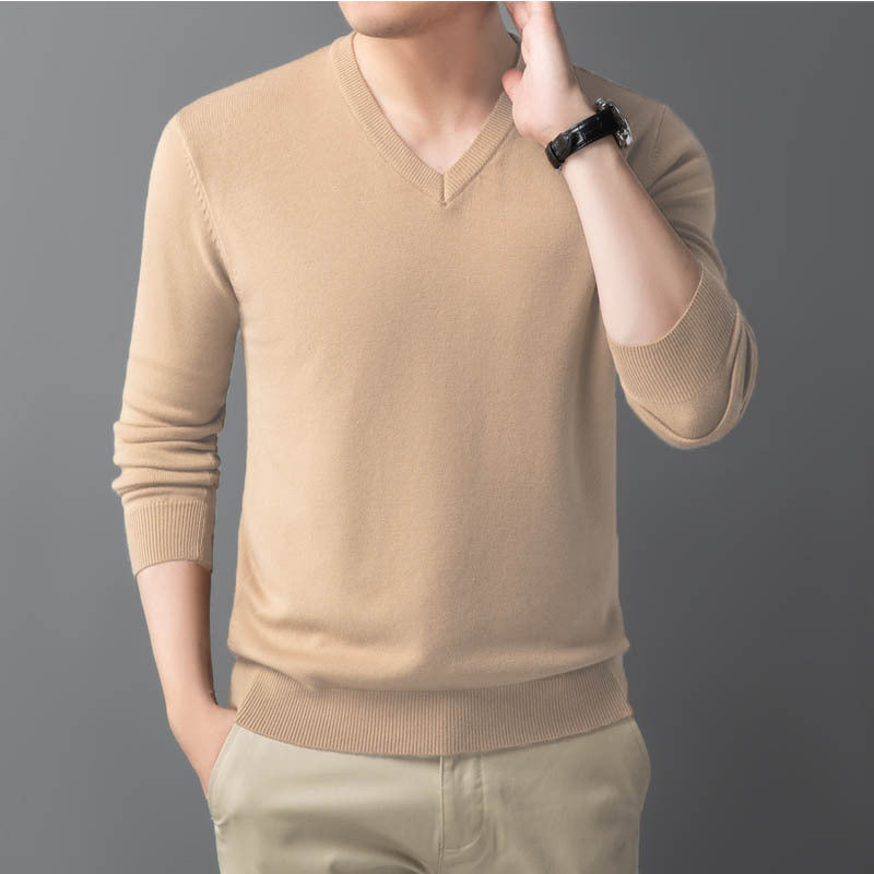 Herren Feiner V‑Ausschnitt Feinstrickpullover in schlanker Passform Chichicherry