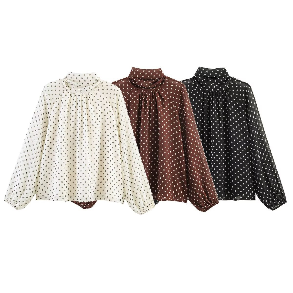 Women's chiffon blouse with bow collar and balloon sleeves Chichicherry