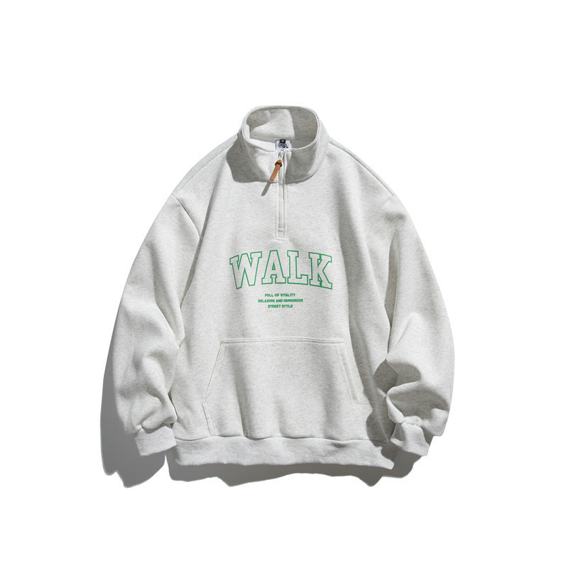 Unisex Oversize-Fleece-Halfzip-Sweatshirt with Stand-Up Collar and Kangaroo Pocket Chichicherry
