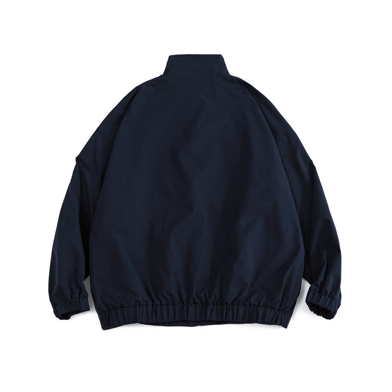 Men's loose-fitting lightweight windbreaker with high stand-up collar and elastic hem Chichicherry