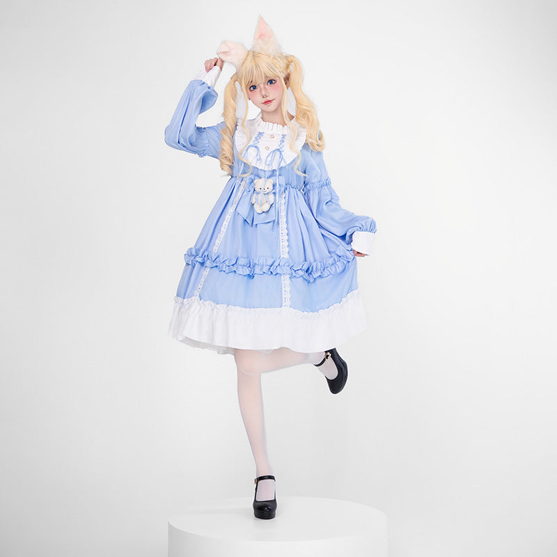 Women's Playful Costume Dress with Ruffles and Teddy Bear Motif Chichicherry