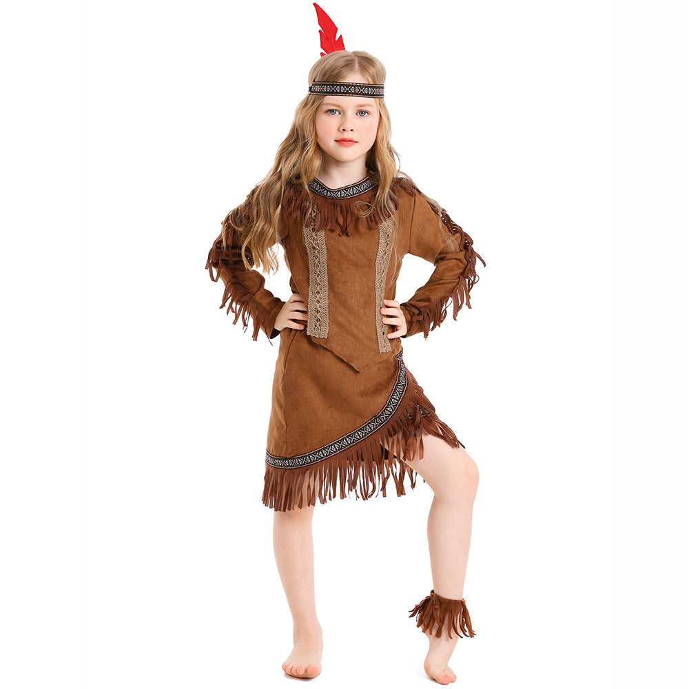 Girl Indian costume with fringes and embellished details Chichicherry
