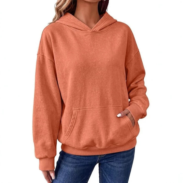 Women's Oversize Hoodie with Kangaroo Pocket, Washed Finish and Ribbed Cuffs Chichicherry