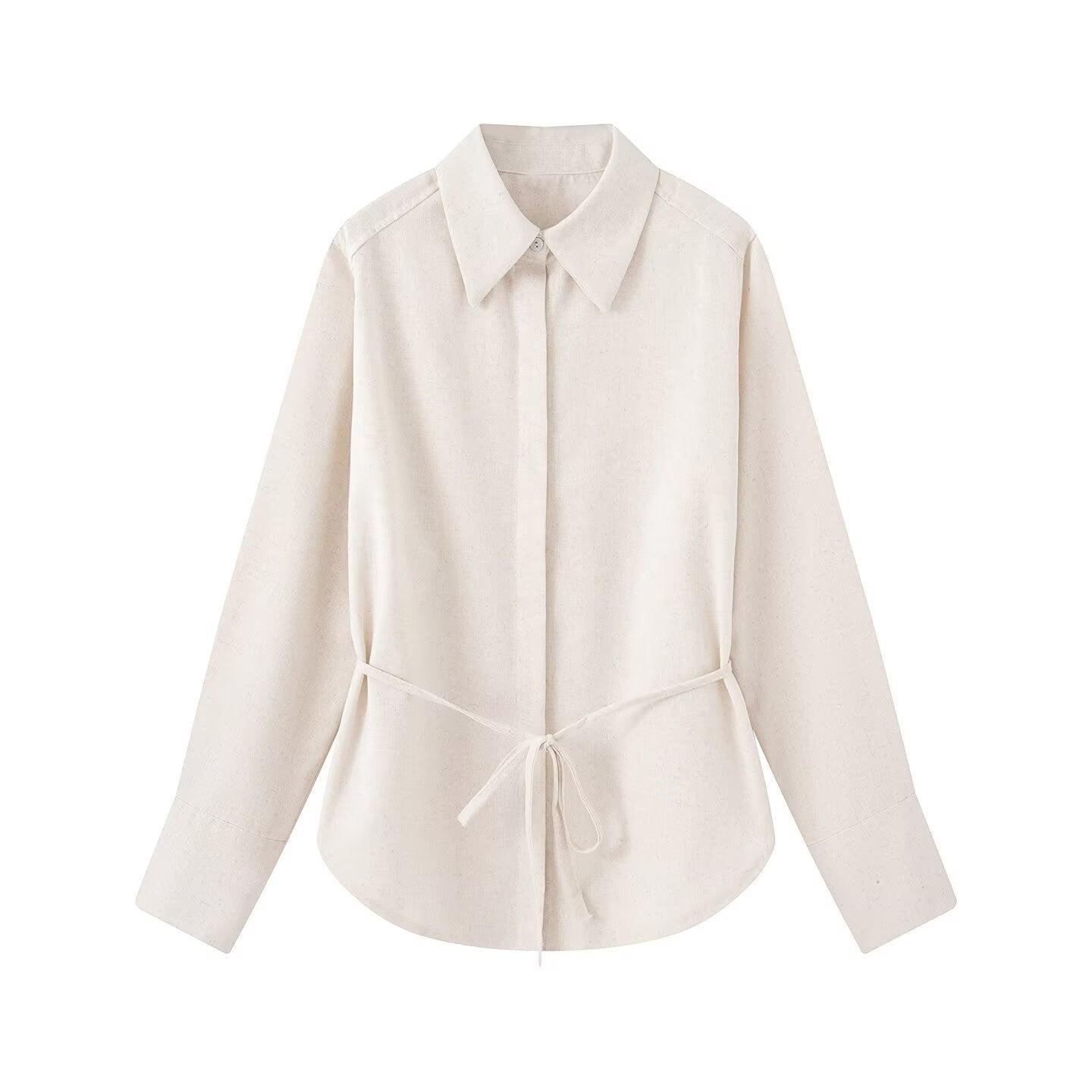 Women Two-piece ensemble consisting of fitted blouse with tie and high-waisted palazzo pants Chichicherry