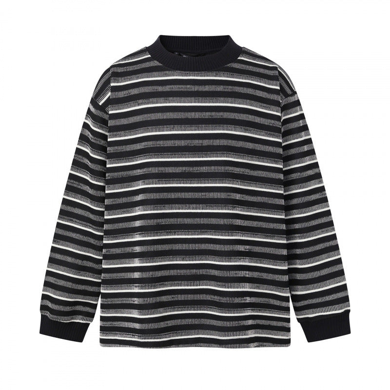Unisex fine knit sweater in boxy cut with round neck and maritime stripes Chichicherry