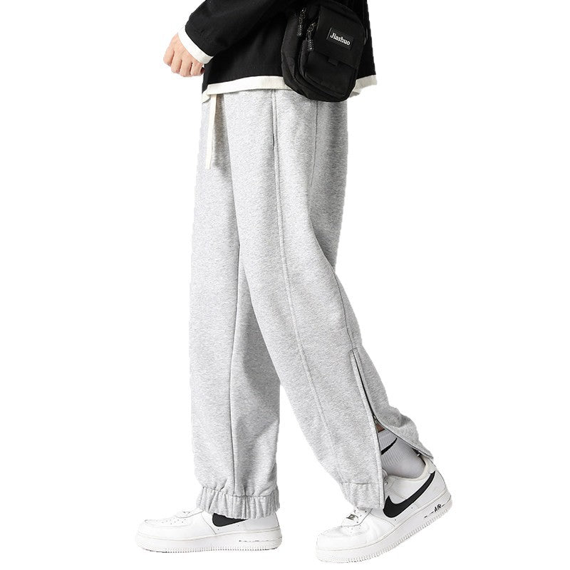 Men's wide jogging pants with side zipper slit, elastic waistband & drawstring Chichicherry