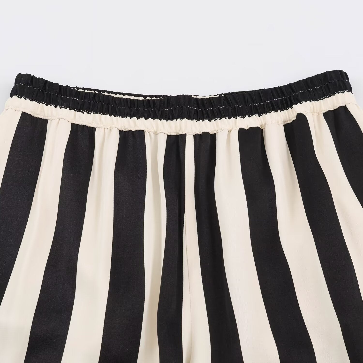 Women's Wide Palazzo Pants with Vertical Stripes and Elastic Waist Chichicherry