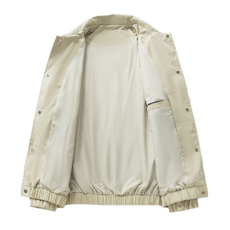 Men's Lightweight Utility Coach Jacket with Snap Button Closure, Sleeve Zipper & Elastic Hem Chichicherry