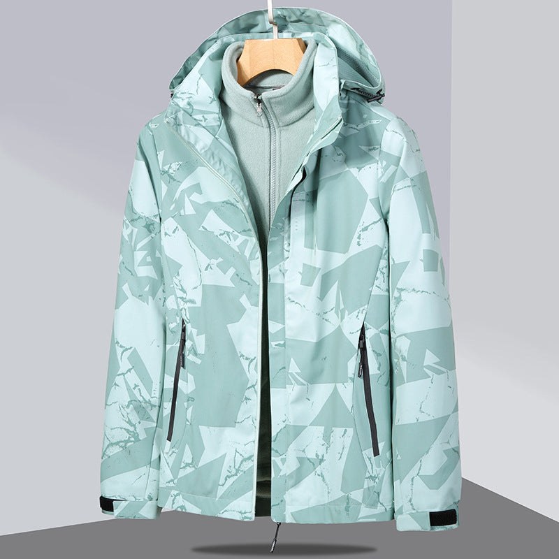 Women's two-layer softshell jacket with removable fleece inner jacket and hood Chichicherry