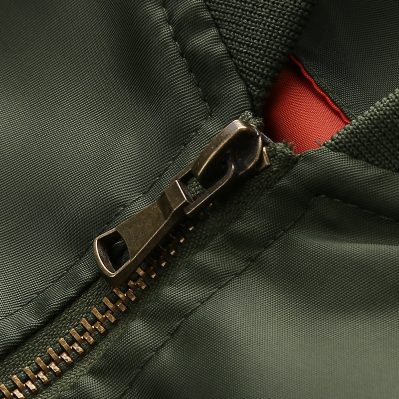 Men's lightweight nylon pilot-style bomber with arm pocket, ribbed hem, and zipper Chichicherry