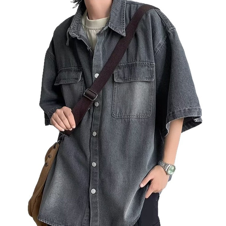 Men's Oversized Vintage Denim Shirt Chichicherry