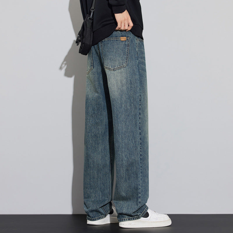 Men's Loose Denim Jeans in Vintage Look with Low Rise and Casual Fit Chichicherry