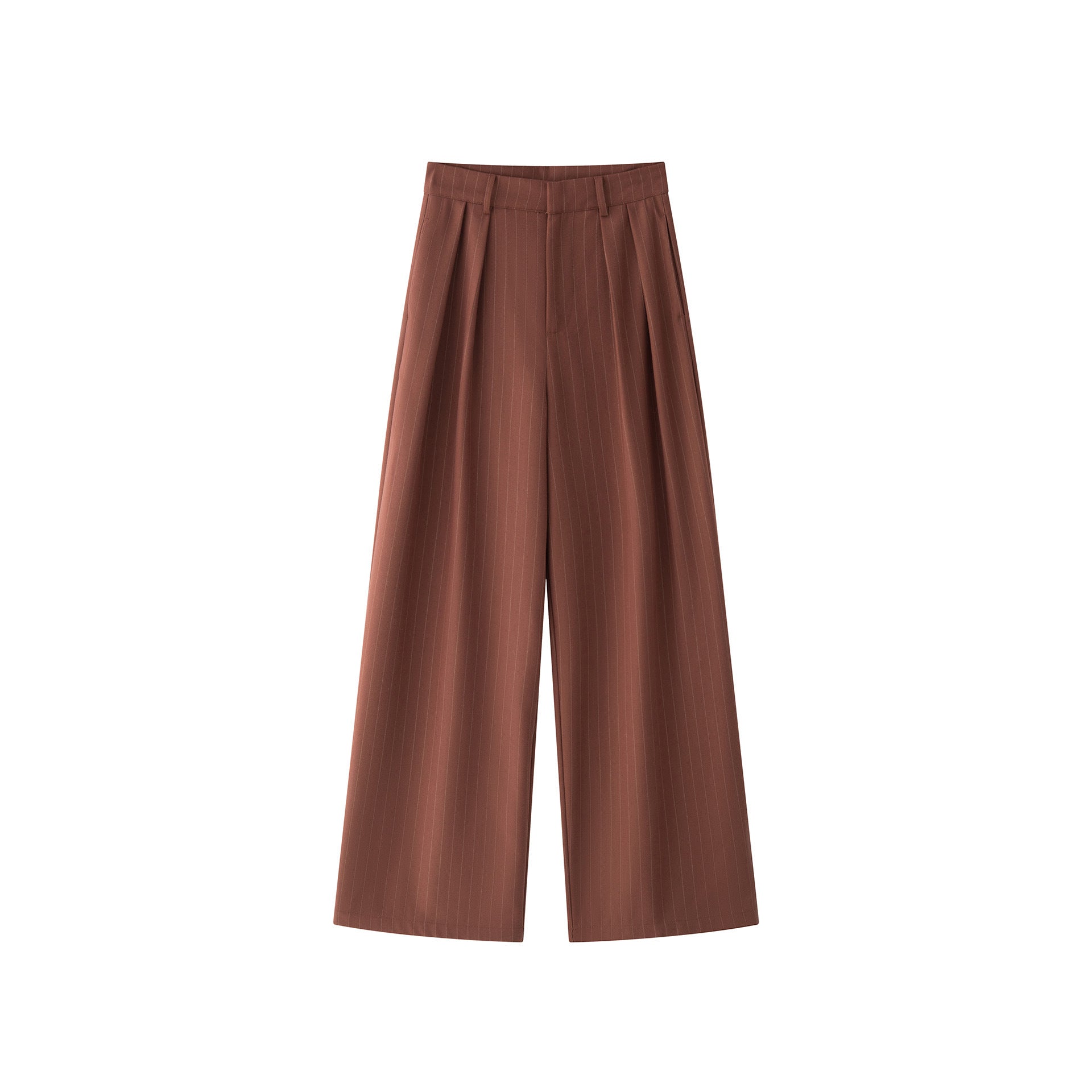 Women's Wide High-Waisted Pleated Trousers with Pinstripes Chichicherry