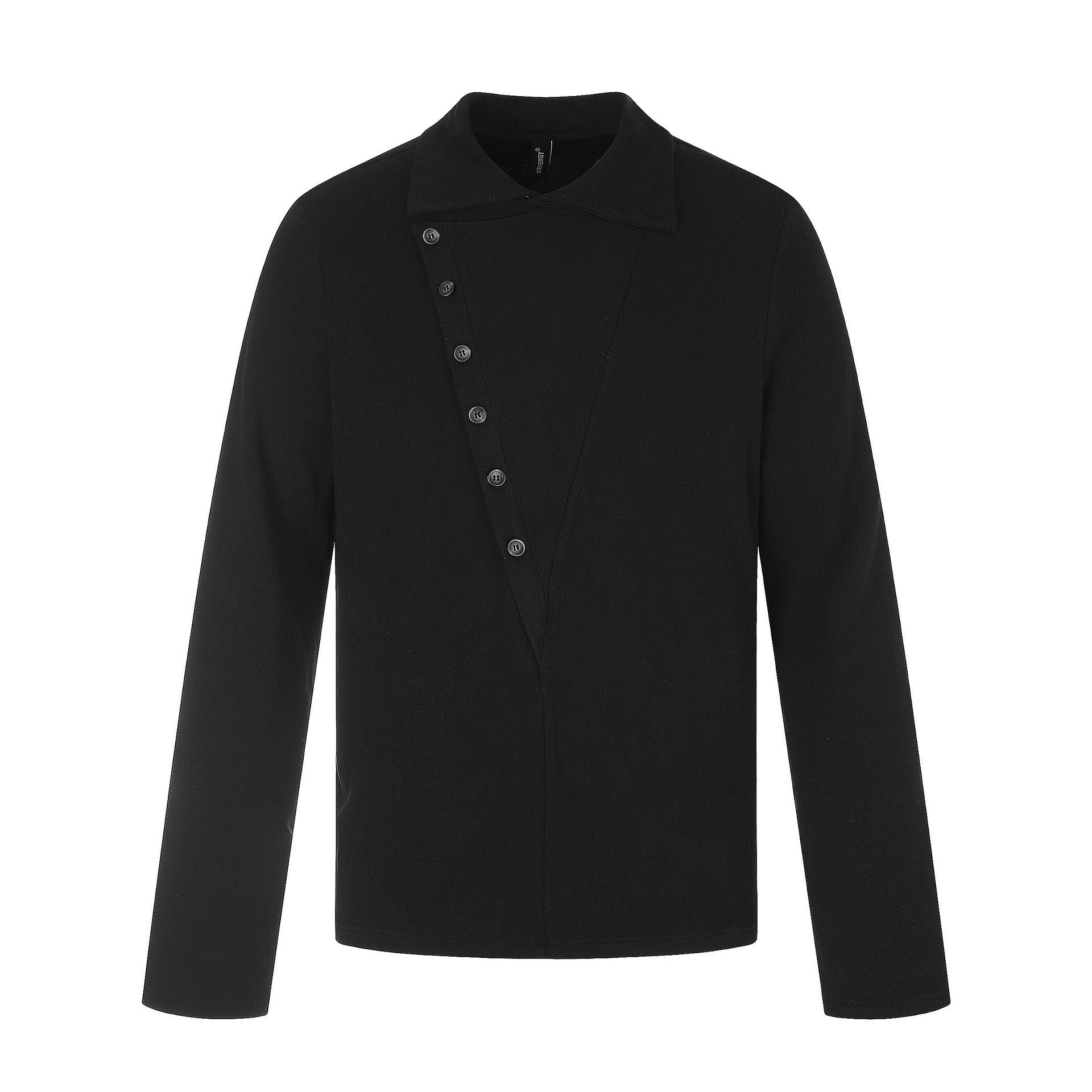 Men's asymmetric shirt jacket with kent collar and concealed button placket Chichicherry