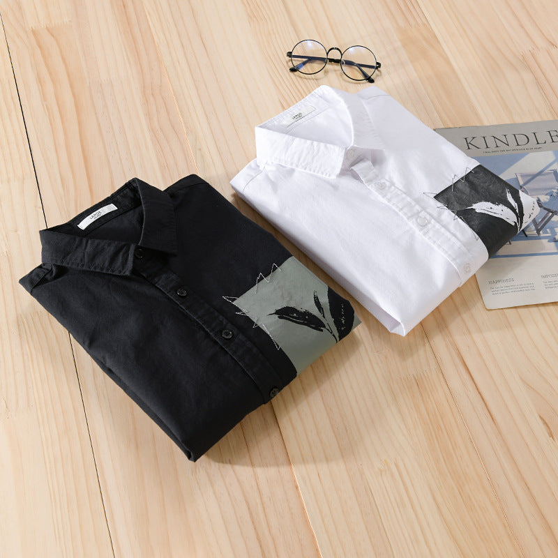 Men's Overshirt-Shirt with Print-Patch and integrated T-Shirt Chichicherry