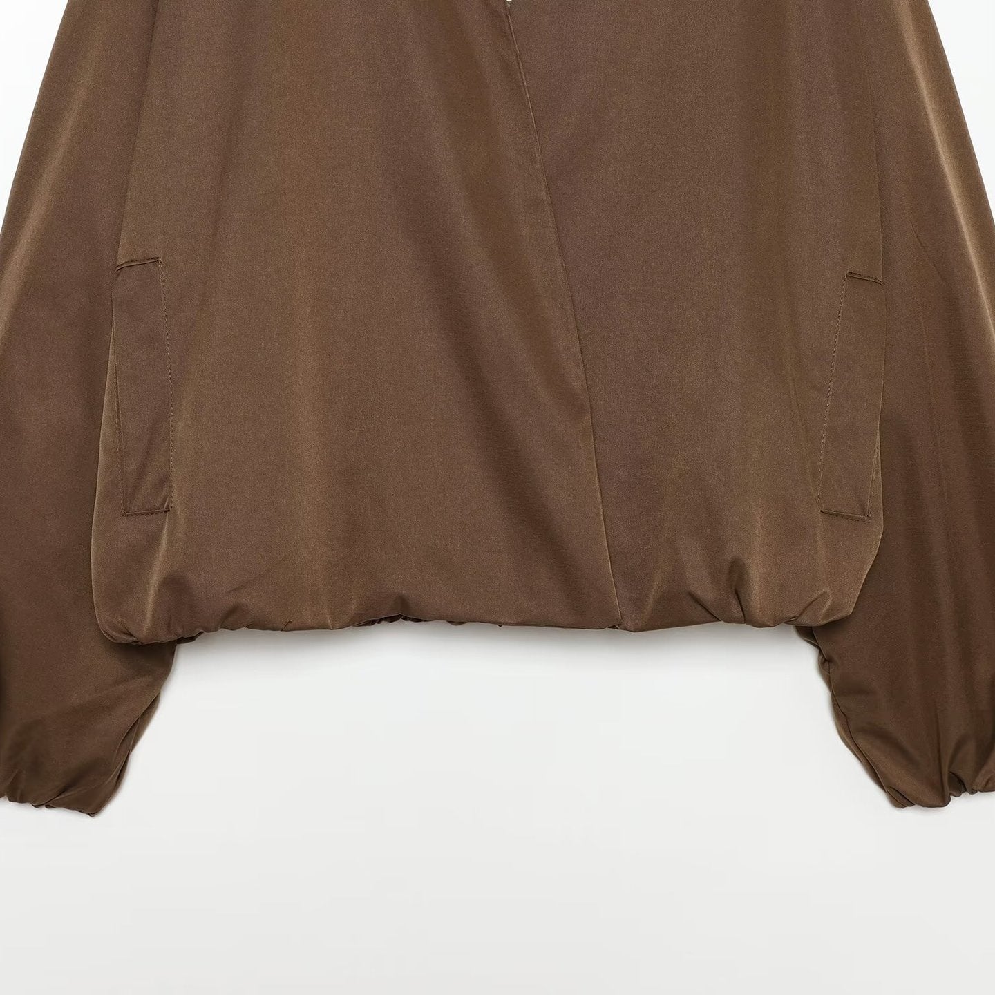 Ladies Lightweight Cropped Bomber Jacket in Oversized Look with Open Shawl Collar Chichicherry