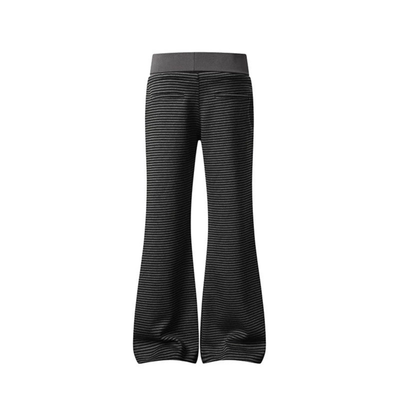 Ladies Wide Flared Lounge Pants with High Comfort Waistband, Drawstring and Fine Stripe Structure Chichicherry