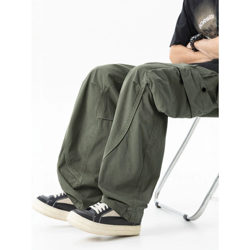 Men's Loose Cargo Pants in Baggy Cut with Utility Pockets and Drawstring Waist Chichicherry