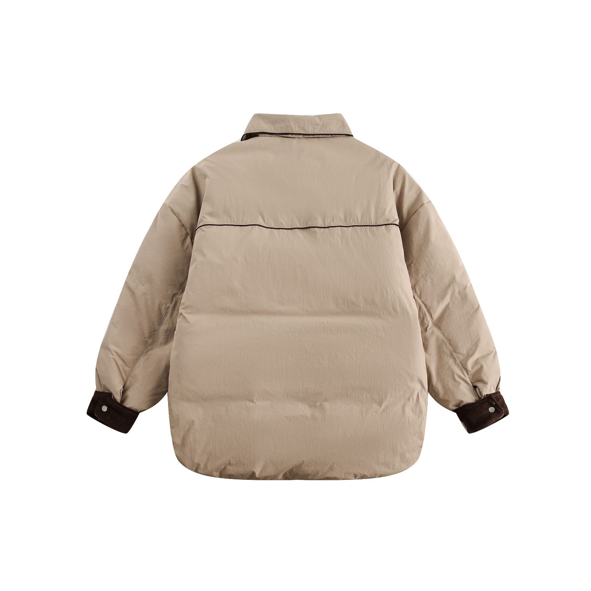 Unisex Short Cut Quilted Blouson Jacket with Shirt Collar and Cord Cuffs Chichicherry