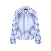 Women's tailored checkered shirt blouse made of cotton blend with Kent collar Chichicherry