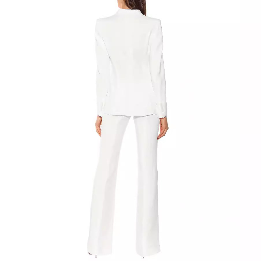 Women's Tailored Single-Breasted Blazer with Sculpted Shoulder and Tailored Cut Chichicherry